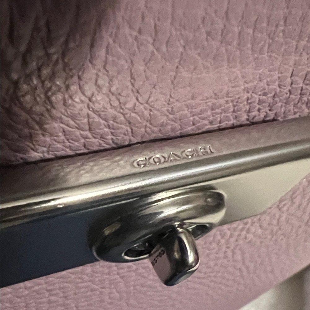 Large Structured Coach Light Purple Leather Satchel and Matching Cardholder